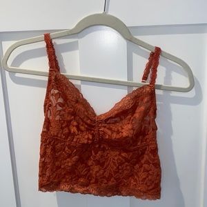 Lacey crop top/bralette, women’s small, dark peach color, moda international